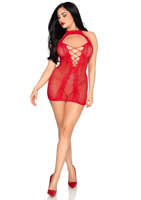 Мини-платье Leg Avenue Dotted Halter Mini Dress One Size Red Львов - изображение 5