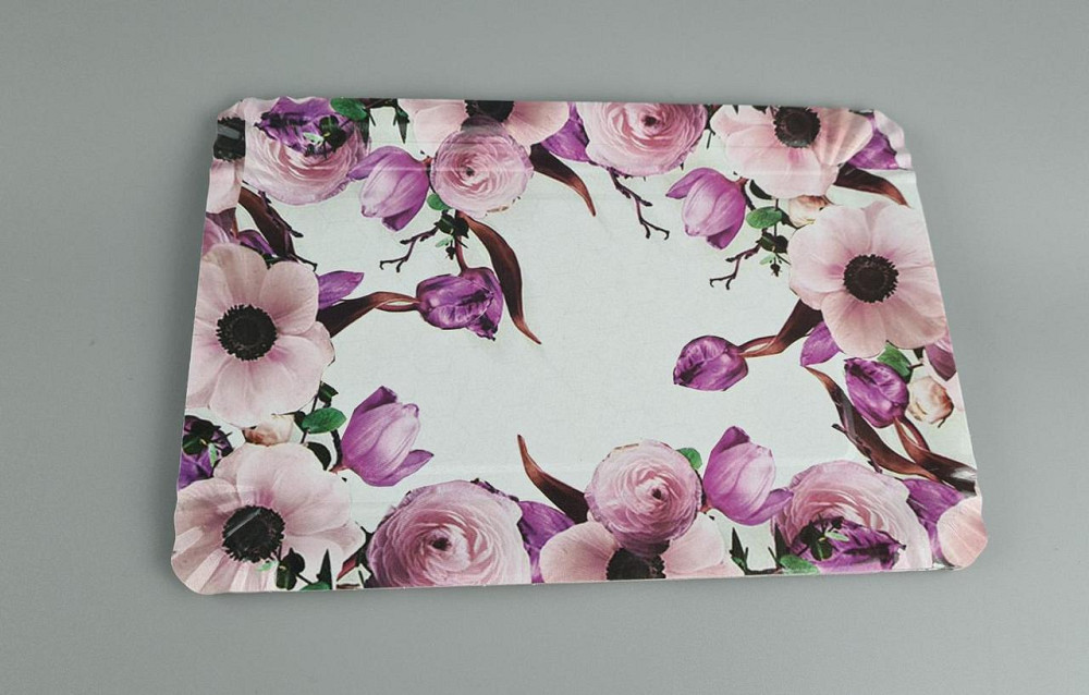 Тарілки святкові паперові 15 * 22 см "No 5" Фіолетовий квітковий візерунок 10 шт (1 пачка) Харків - фото 1