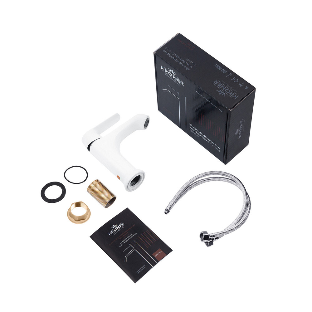 Змішувач для раковини Kroner KRP Armada - W010 білий/хром Київ - фото 6