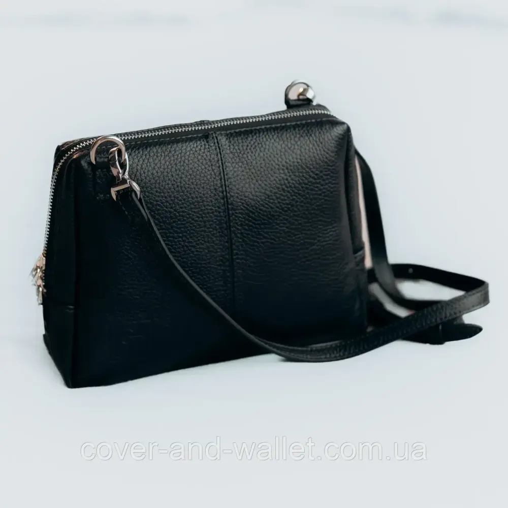 Стильная женская сумка кросс-боди черного цвета из натуральной кожи Grande Pelle 702710 Киев - изображение 5