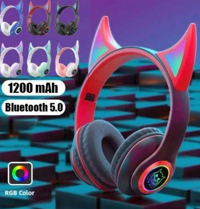 Детские наушники Bluetooth Cat STN-25 ушки сатаны с RGB подсветкой. Харьков - изображение 8