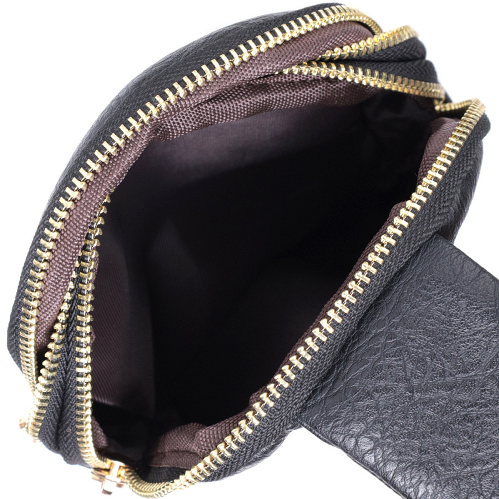 Невелика жіноча сумка через плече на два відділення з екошкіри Vintage 22784 Чорний Київ - фото 6