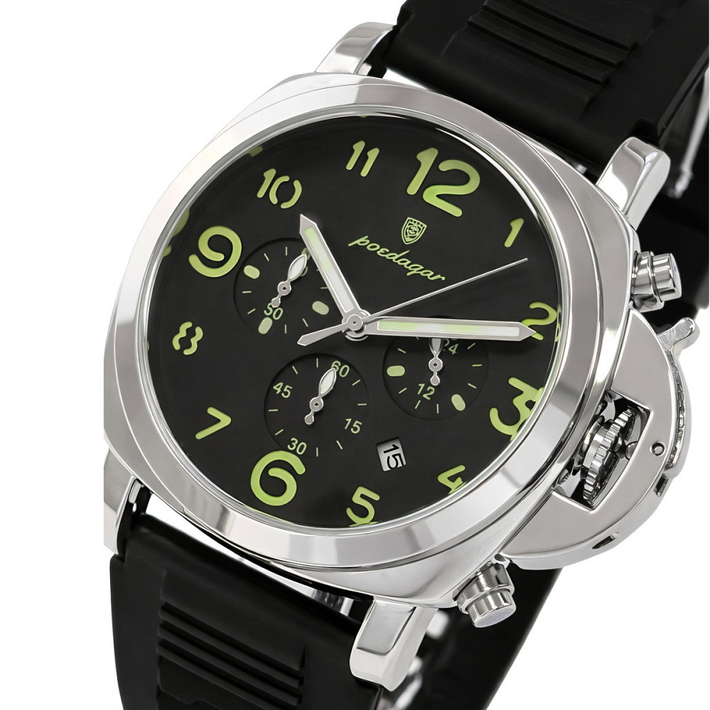 Годинник чоловічий наручний Poedagar Luminious Rubber Black (2 ремінці) Вінниця - фото 1