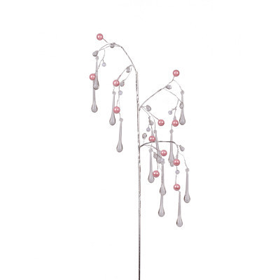 Декоративна гілка YES! Fun Кристали-краплі, Намистини рожеві, 60 см (973918) Вінниця - фото 1