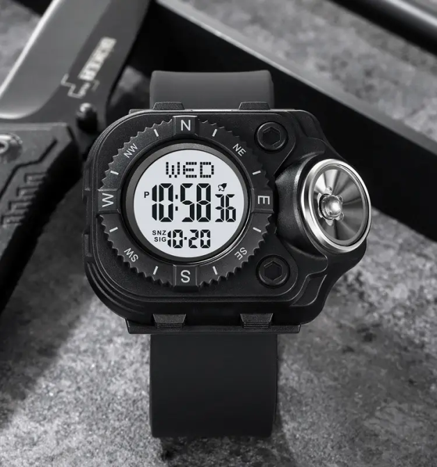 Чоловічий наручний годинник з ліхтарем Skmei 2187 Чорний з білим циферблатом Київ - фото 5