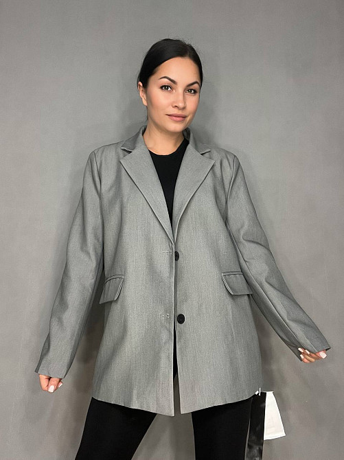 Пиджак женский Qidian 6105 оверсайз с ремнем удлиненный свободный крой one size, серый, one size Киев - изображение 17