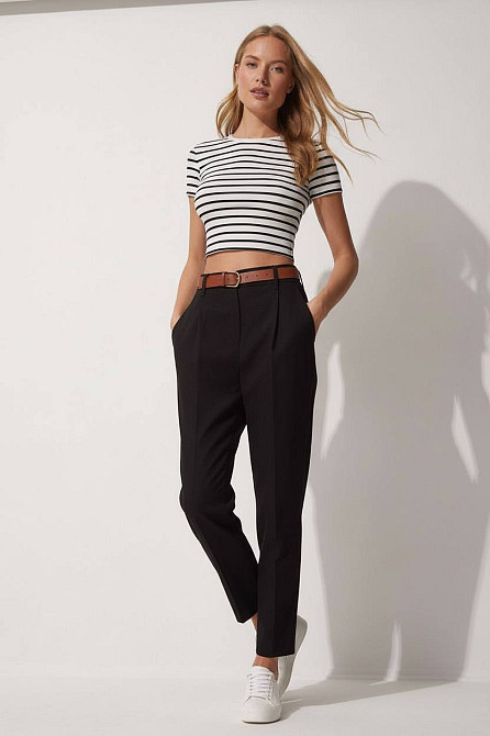 Джинсы женские Mix Ray 3657 МОМ резинка на талии с ремнем котоновые черные, черный, M, M, 85 см, 106 см Киев - изображение 19