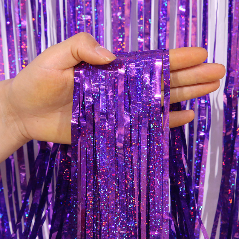 Гірлянда дощик з голограмою 2м на 1м фіолетовий Київ - фото 1