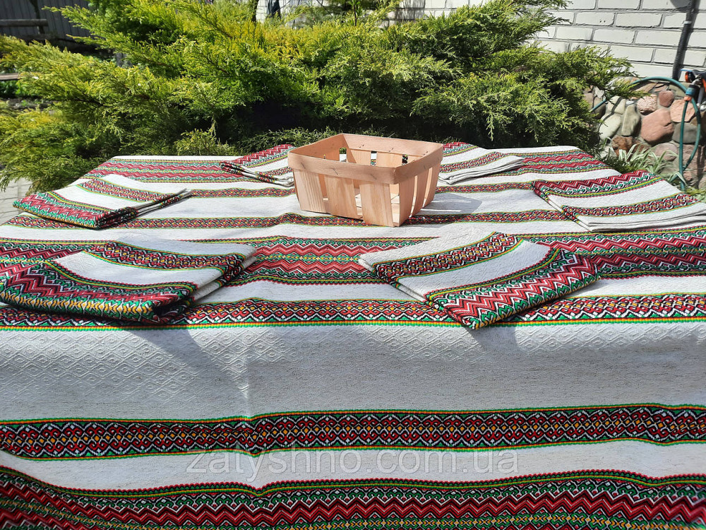 Вишита скатертина на льону з серветками Київ - фото 6