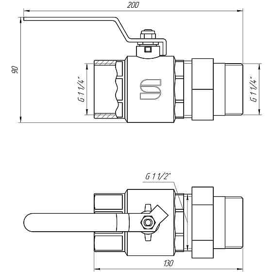 Кран кульовий прямий з американкою SELBA 1 1/4″ КР SL1509 Тернопіль
