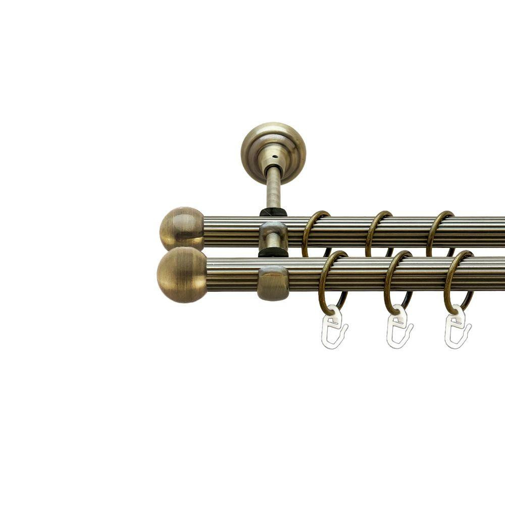 Карниз Orvit Куля Болонь металевий дворядний відкритий рифлена труба кільце металеве Антик 19\19 мм 160 см Львов - изображение 1