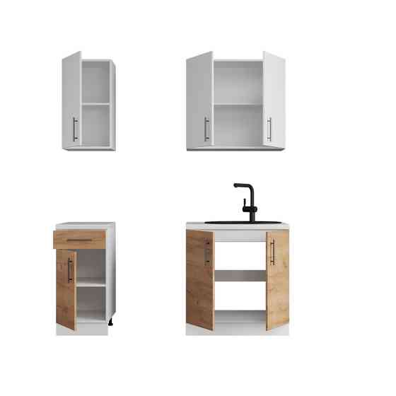 Кухня модульна Еверест Оптіма набір №1 Білий+Дуб крафт золотий 1,8 м (без стільниці) (DTM-5691) Львів