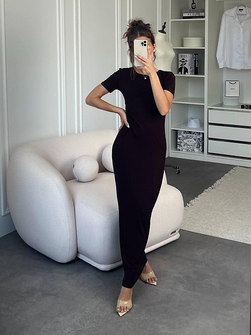 Жіноча базова облягаюча максі сукня у стилі скімс турецька натуральна віскоза Одеса - фото 3