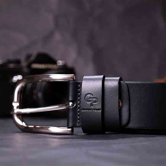 Шкіряний чоловічий ремінь під джинси Чорний (GRANDE PELLE) Київ