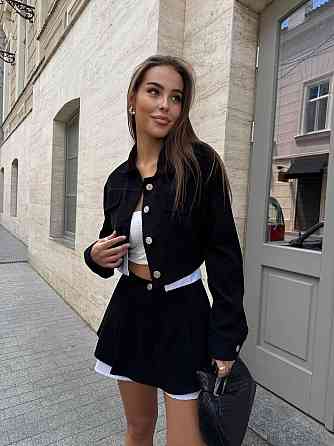 Жіночий стильний костюм двійка: жакет і спідниця вельвет Одеса