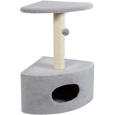 Дряпка (кігтеточка) для котів Природа Д11 з будкою кутова (сіра) (4820157403143) Вінниця - фото 1