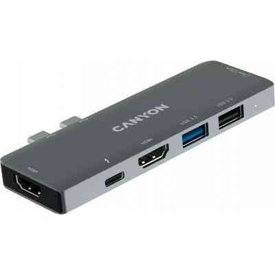 Концентратор Canyon 1*Type C PD100W+2*HDMI+1*USB3.0+1*USB2.0+1*SD+1*TF (CNS-TDS05B) Винница