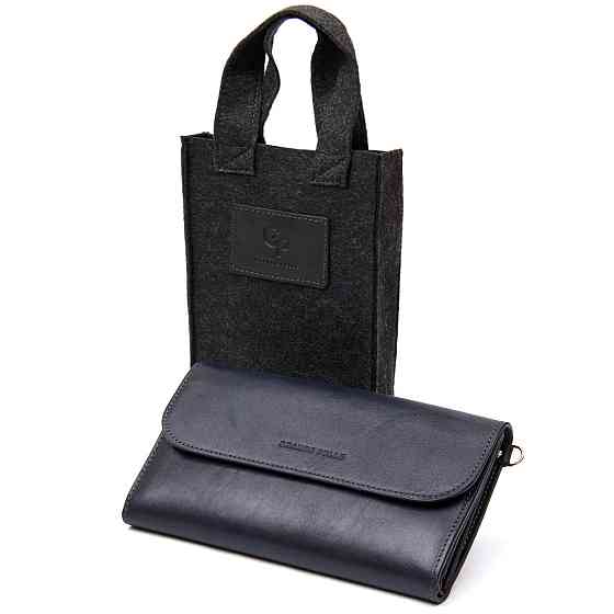 Стильний чоловічий клатч з натуральної шкіри Темно-синій (GRANDE PELLE) Київ