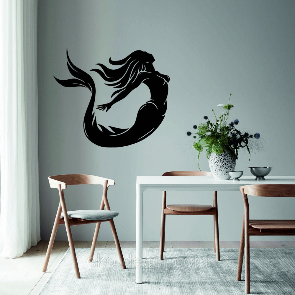 Декоративное настенное 3D Панно «Русалочка» Декор на стену с объемом 90*78 см, Черный Киев - изображение 5