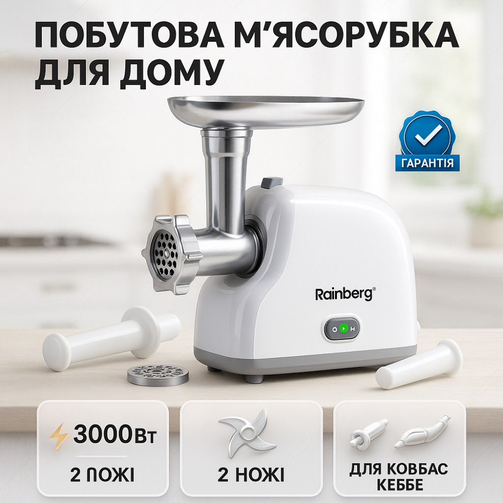 Електром'ясорубка з реверсом і насадкою для ковбаси, Електрична м'ясорубка з насадкою-кеббе KV-19 Львів - фото 16