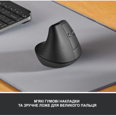 Мышка Logitech Lift Vertical Ergonomic Wireless/Bluetooth Graphite (910-006473) Винница - изображение 2
