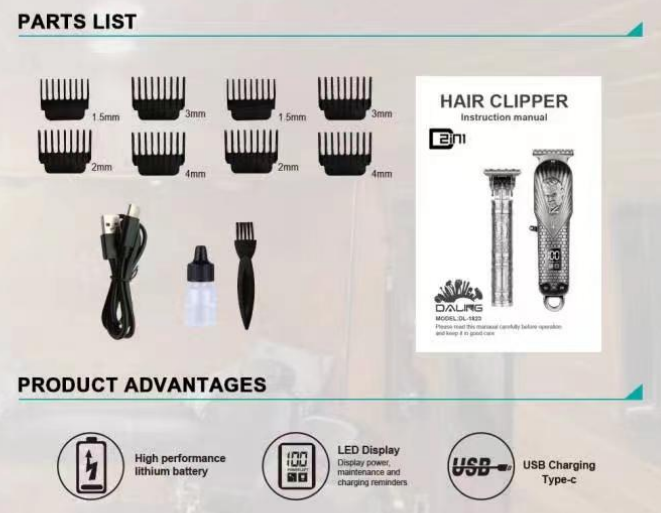 Машинка для стрижки DALING DL-1823, 2 in 1, 5W Днепр - изображение 2