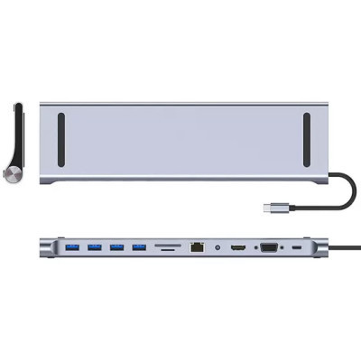 Порт-реплікатор Dynamode 11-in-1 USB-C to HDTV 4K/30Hz, VGA, 1хUSB3.0, RJ45, Type-C PD, Audio, SD/MicroSD (BYL-2003) Вінниця - фото 8