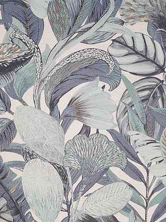 Шпалери метрові вініл на флізелін дизайнерські Erismann Elle Decoration 2 квіти листя блакитні бузок на білому Київ