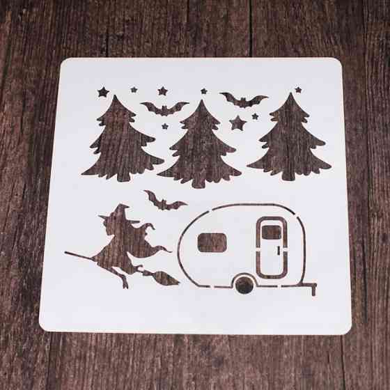 Трафарет на Хэллоуин Ведьма 15 на 15 см серый Киев