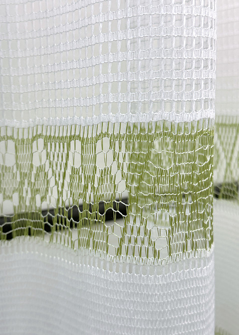 Тюль сітка VR-Textil Juli № 1875т Арка на кухню колір білий з салатовим 300х150 см (53-0151) Київ - фото 5