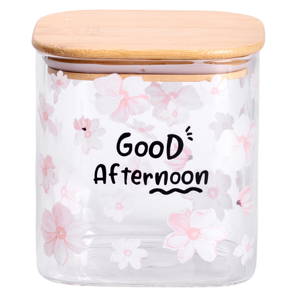 Банка для сипучих продуктів з бамбуковою кришкою 800 мл ємність для сипучих скло HP-34-25 Коломия - фото 1