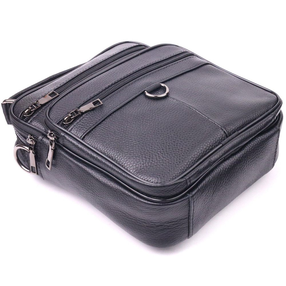 Якісна чоловіча сумка з натуральної шкіри 21278 Vintage Чорна Київ - фото 5