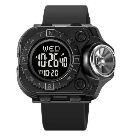 Чоловічий наручний годинник з ліхтарем Skmei 2187 Чорний з чорним циферблатом Вінниця