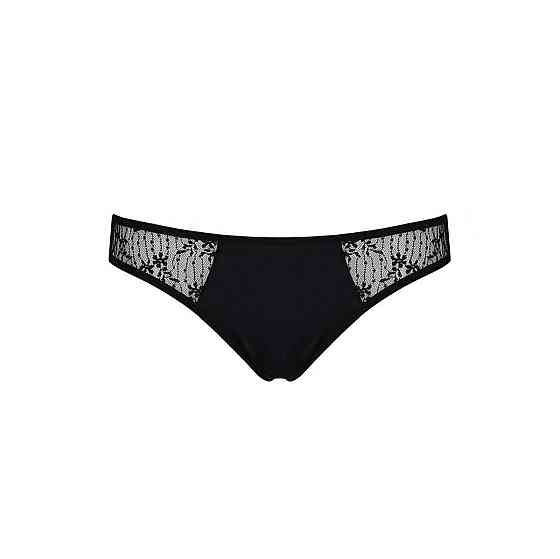 Трусики-сліпи з мереживною сіточкою Passion DINA THONG S/M, black Sex Aura Київ