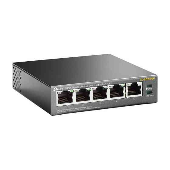 Комутатор TP-Link TL-SG1005P (1хGE, 4xGE PoE, max 53W) Ні Харків