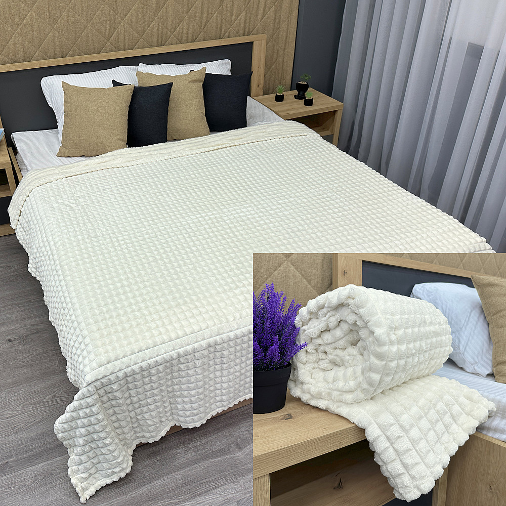 Плед-покривало Кубик 200х220 см (+-10см) Молочний (87-235) Київ - фото 1