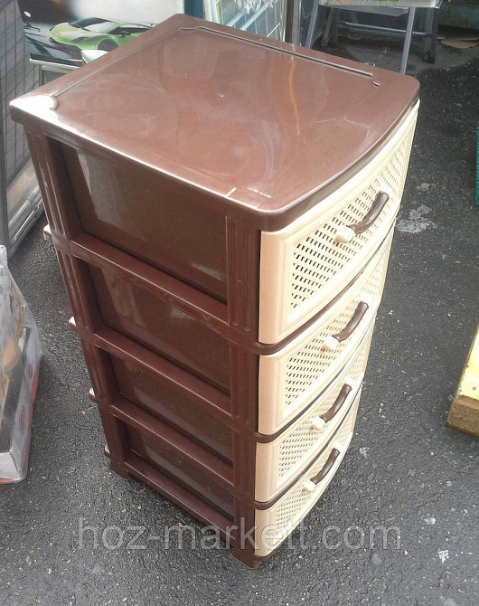 Комод пластиковый на 4 ящика бежево-коричневый сетка Харьков - изображение 2