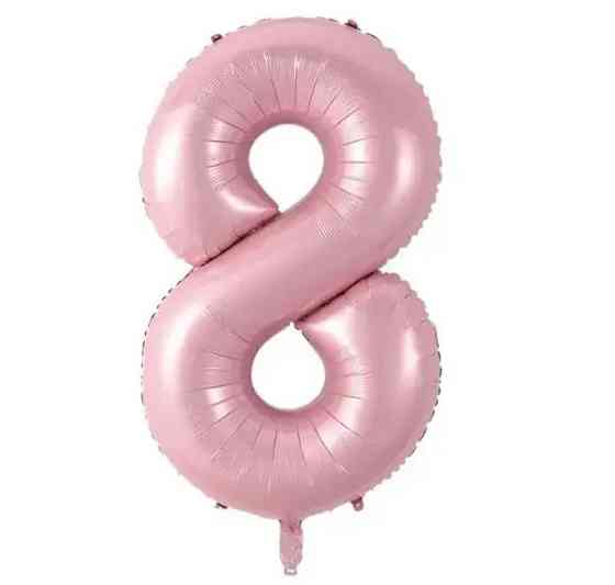 Цифра шарик 8 розовый 30