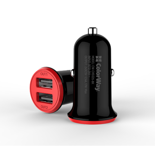 Автомобільний зарядний пристрій ColorWay CW-CHA026-BK 2USB 3,4А 17W червоний/чорний Житомир - изображение 7
