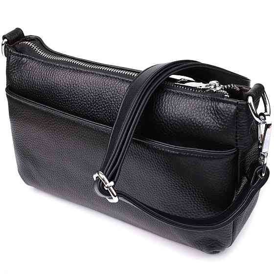 Женская сумка с двумя ремешками из натуральной кожи Vintage 22926 Черный Киев