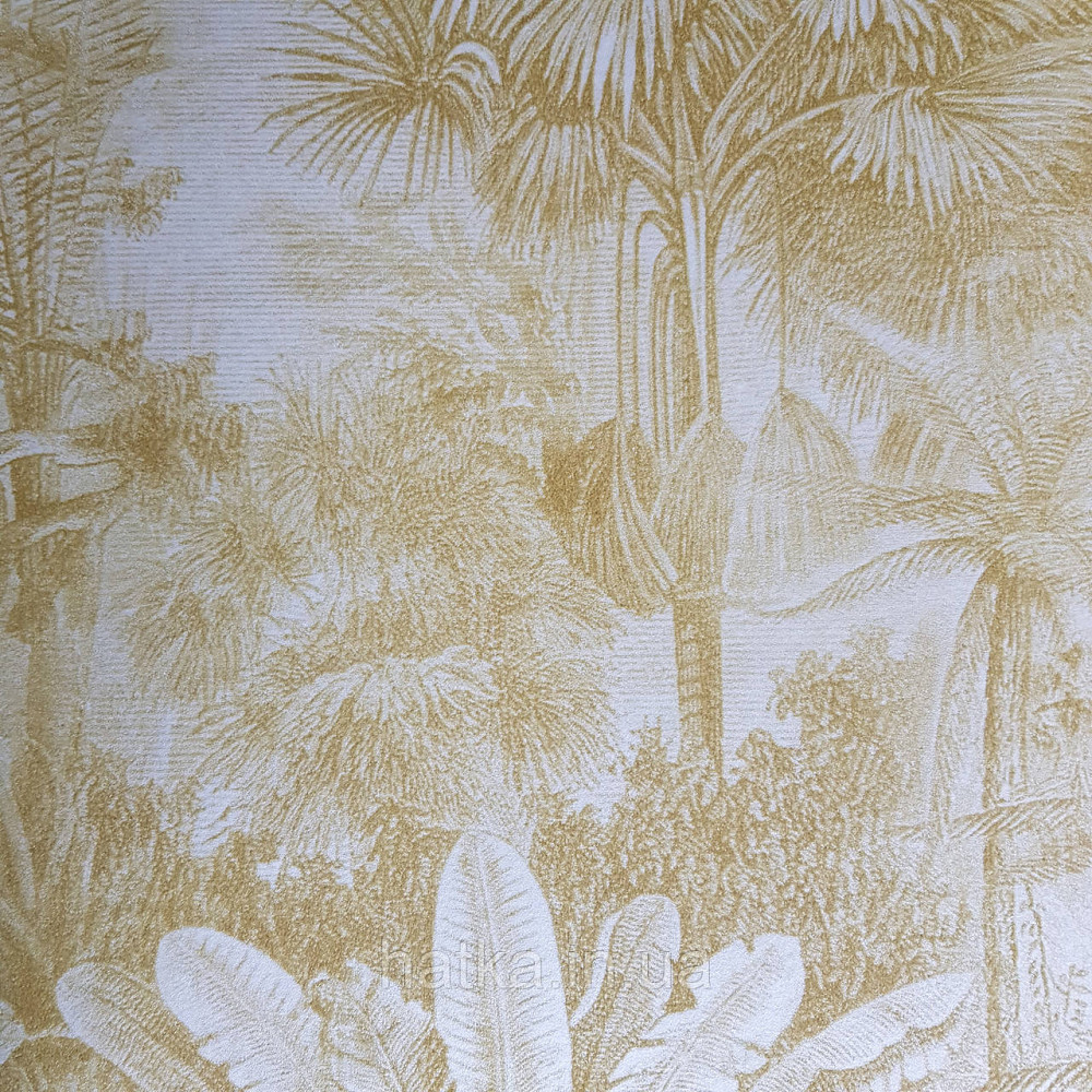 Шпалери флізелінові еко Rasch Kerala 0.53х10 м пальми листя екзотичні рослини жовті сріблясті Київ - фото 2