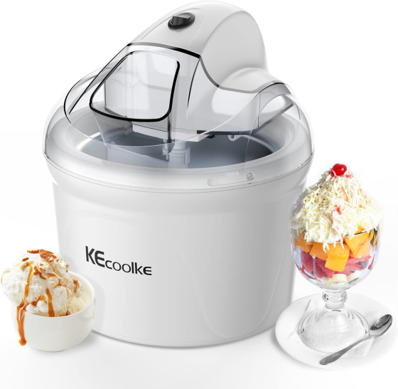 Морозивогенератор KECOOLKE White 1.5 л — Автоматична машина для м'якого морозива, сорбету та джелато, потужна та тиха Київ