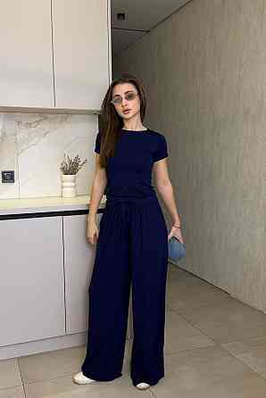 Жіночий базовий прогулянковий костюм, двойка турецький трикотаж віскоза Темно-синій, 46/48 Одеса