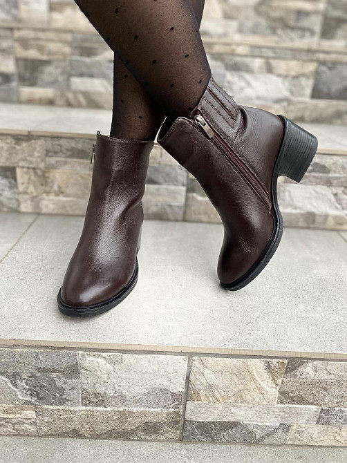 Injers Черевики жіночі INJERS коричневі натуральна шкіра висота каблука 6см висота черевика 10с Коломыя - изображение 9