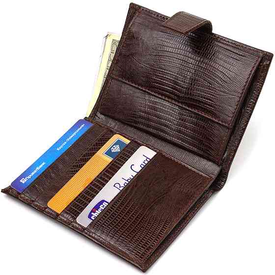 Оригинальное вертикальное мужское портмоне среднего размера из натуральной кожи с тиснением CANPELLINI 21734 Коричневое Киев