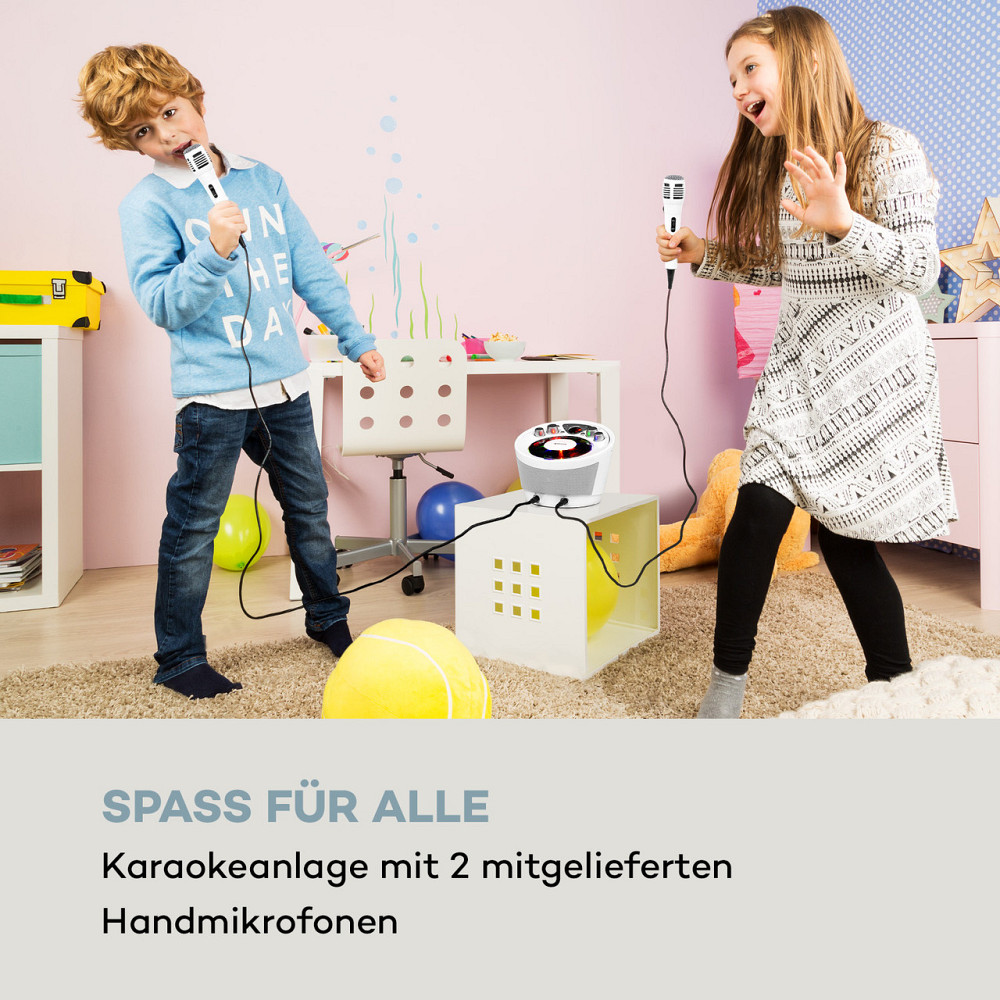 Караоке-система SingSing BT 2 мікрофони CD-плеєр BT Світлодіодний світловий ефект Мобільний білий (Німеччина, Рівне - фото 2