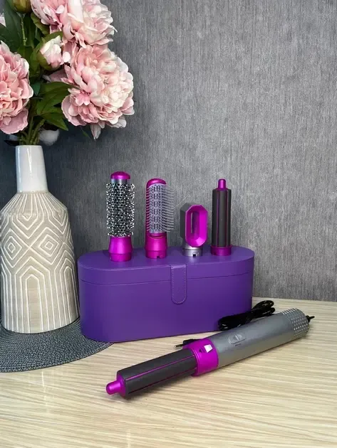 Стайлер + Коробка 5в1 HAIR BRUSH Styler для различных типов волос с функциями придания объема, выпрямления, укладки Фиолетовый Коломия - фото 7