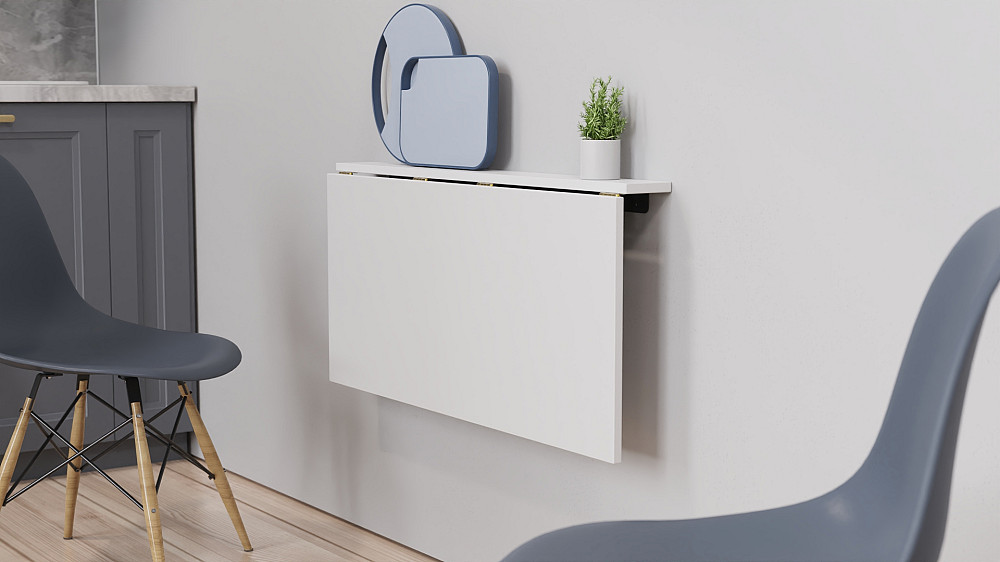 Обідній стіл-трансформер Ніка стіновий Ferrum-decor 420x900x500 Чорний метал ДСП Біле 16 мм (FRD-105164) Львів - фото 8