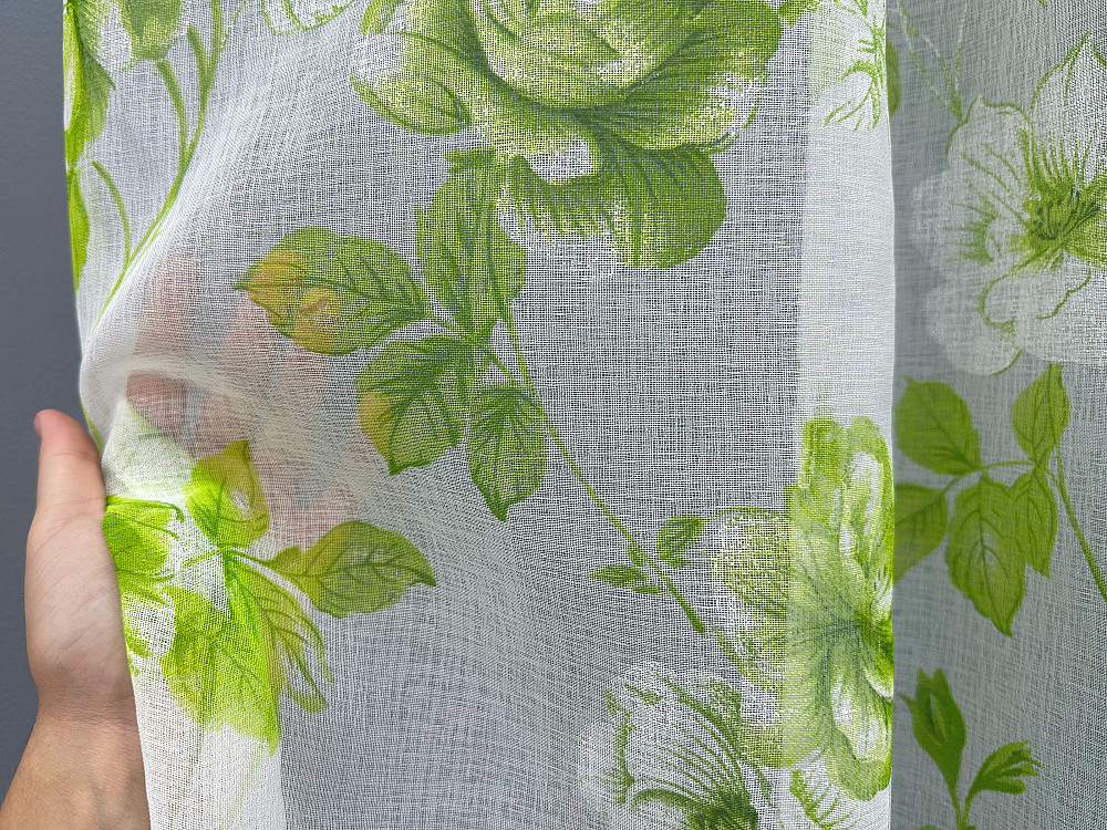 Тюль VR-Textil 1264т Flora Батист Білий з салатовим 400х270 см (42-1382) Київ - фото 12
