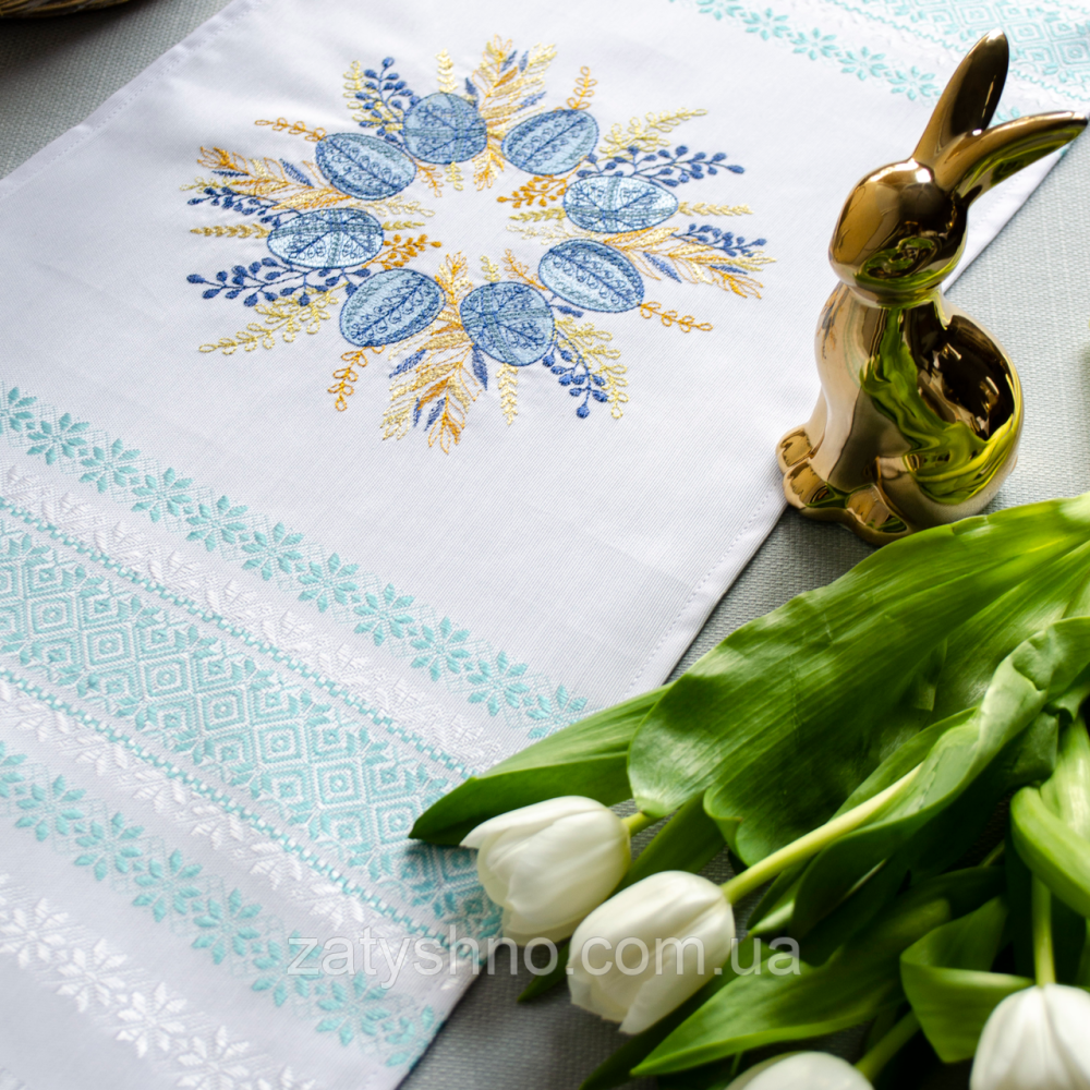 Салфетка вышитая на паску голубая вышивка Киев - изображение 2
